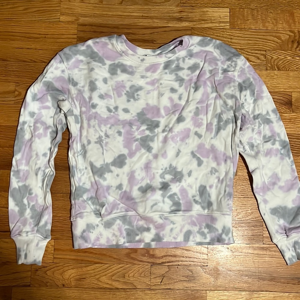 Purple & grey tie dye crew neck